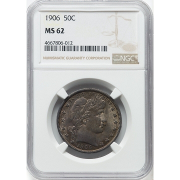 1906 Barber Half Dollar 50C NGC MS62