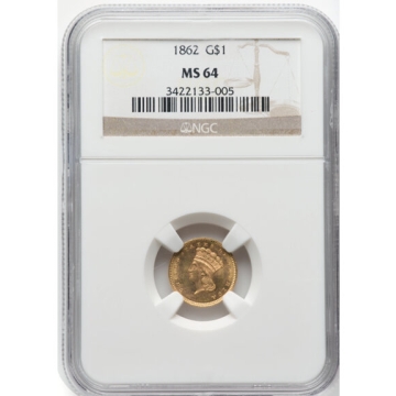 1862 Gold Dollar - Type 3 G$1 NGC MS64