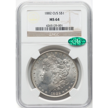 1882-O O Over S Morgan Dollar S$1 NGC MS64 (CAC)