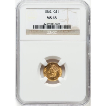 1862 Gold Dollar - Type 3 G$1 NGC MS63