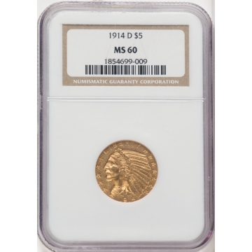 1914-D Indian $5 NGC MS60