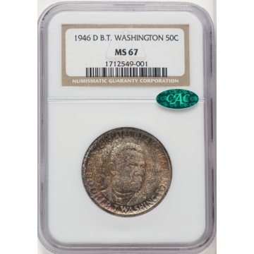 WASHINGTON, BOOKER T. 1946-D Silver Commemorative 50C NGC MS67 (CAC)