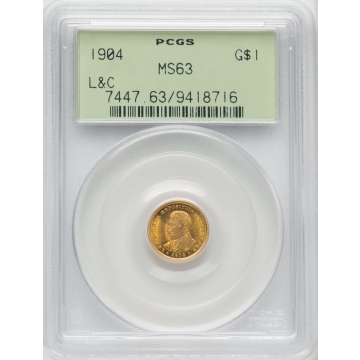 LEWIS AND CLARK 1904 G$1 Gold Commemorative PCGS MS63, (OGH)