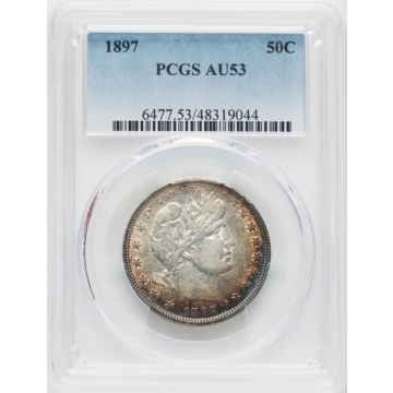 1897 50C Barber Half Dollar PCGS AU53