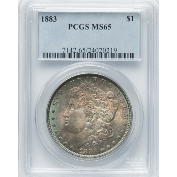 1883 $1 Morgan Dollar PCGS MS65, Beautifully Toned