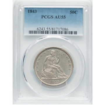 1843 50C Liberty Seated Half Dollar PCGS AU55