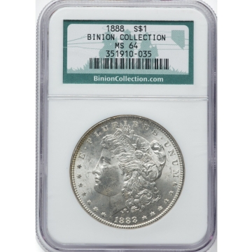 1888 Morgan Dollar S$1 NGC MS64, The Binion Collection