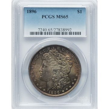 1896 $1 Morgan Dollar PCGS MS65, Nicely Toned