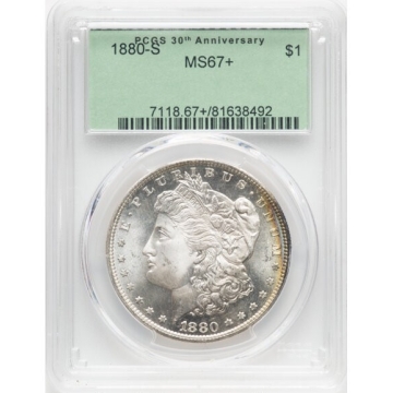 1880-S $1 Morgan Dollar PCGS MS67+, (OGH)