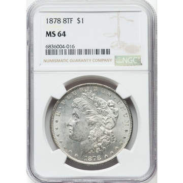 1878 8TF Morgan Dollar S$1 NGC MS64