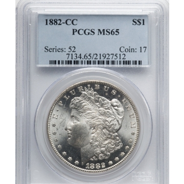 1882-CC $1 Morgan Dollar PCGS MS65