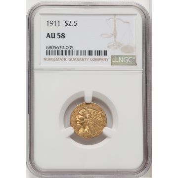 1911 Indian $2.50 NGC AU58