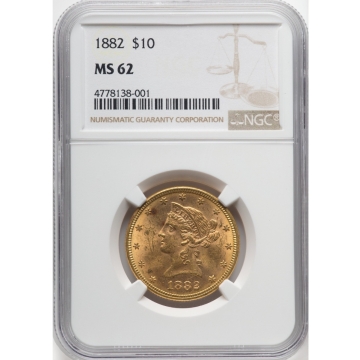 1882 Eagle - Motto $10 NGC MS62, Nice Tone