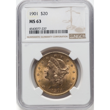 1901 Liberty Double Eagle Type 3 $20 NGC MS63