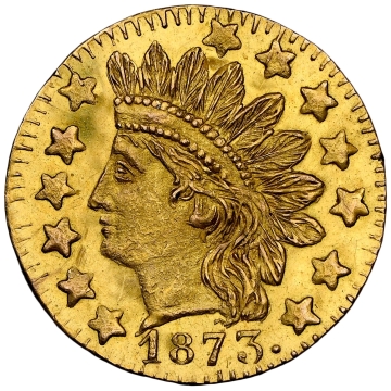 1873 ROUND INDIAN California Fractional Gold BG-872 G25C NGC UNC Details, Uncirculated Bent