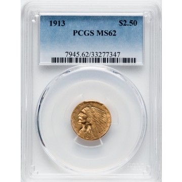 1913 $2.50 Indian Head PCGS MS62