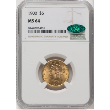 1900 Half Eagle - Motto $5 NGC MS64 (CAC)