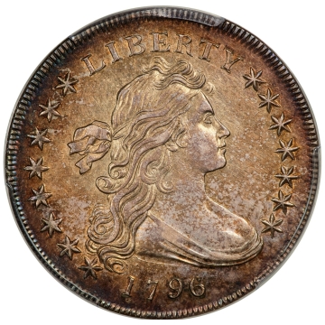 1796 $1 Small Date, Lg Let Draped Bust Dollar PCGS AU58