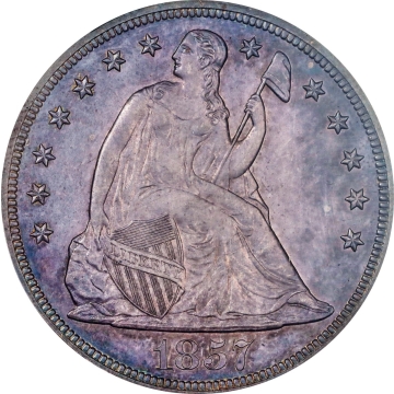 1857 $1 Liberty Seated Dollar PCGS PR65 (CAC)