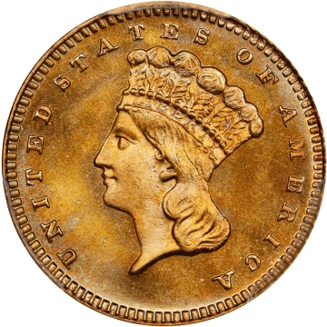 1880 G$1 Gold Dollar PCGS MS68 (CAC) Only 1 Finer in CAC Stickered Population.