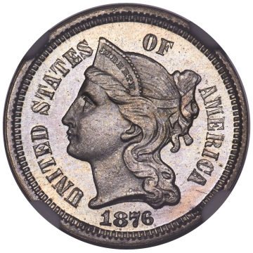 1876 3CN PR67 NGC. JD-2, Low R.3 PR67 TOP POP ( only 5 in 67)