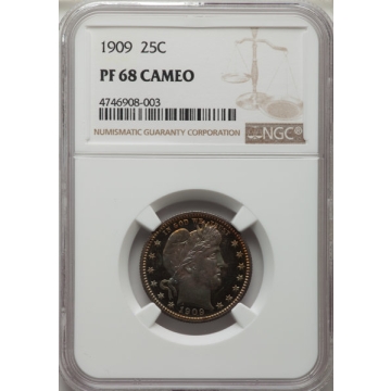 1909 Barber Quarter 25C NGC PR68CAM, Top Pop, Pop 2, None Higher 