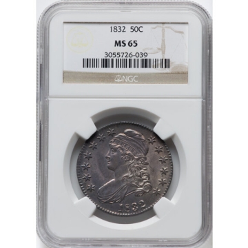 1832 Capped Bust, Lettered Edge 50C NGC MS65, Top Pop, Only 6 Higher