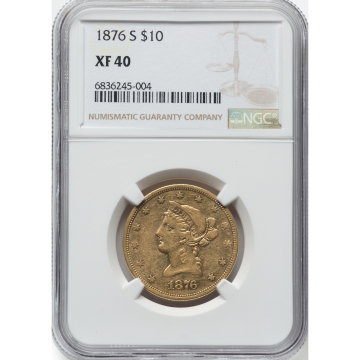 1876-S Eagle - Motto $10 NGC XF40