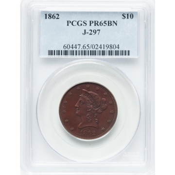 1862 $10 Judd-297, Pollock-355, R.6, Pattern PCGS PR65BN