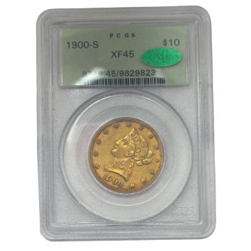 1900-S $10 Liberty Head Eagle PCGS XF45 (OGH) (CAC) Great Color