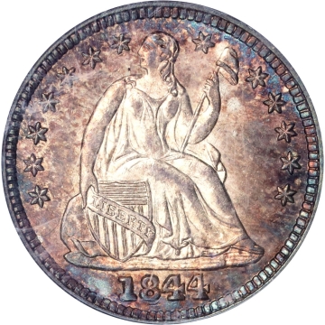 1844 Liberty Seated Half Dime. V-3c, FS-301. Repunched Date. MS-67 (PCGS). CAC.