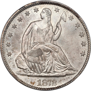 1872 S Seated Liberty Half Dollar - Motto 50C. WB-3. Rarity-3+. Medium-Small S. NGC MS66 CMQ Cross candiidate top pop