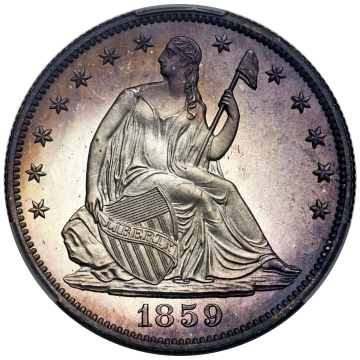 1859 50C Liberty Seated Half Dollar CACG PR67CAM CAC