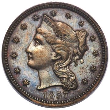 1860 P$2.5 Quarter Eagle, Judd-270, Pollock-318, R.7, PR64 Brown PCGS. (CAC) (OGH) 