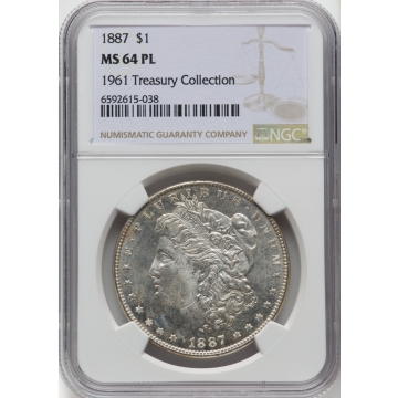 1887 Morgan Dollar S$1 NGC MS64PL