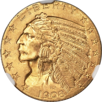 1908 Indian $5 NGC MS64 (CAC) 