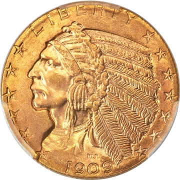 1909 $5 Indian Head PCGS MS65+