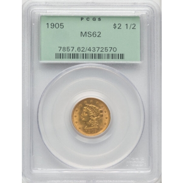 1905 $2.50 Liberty Head Quarter Eagle PCGS MS62 (OGH)