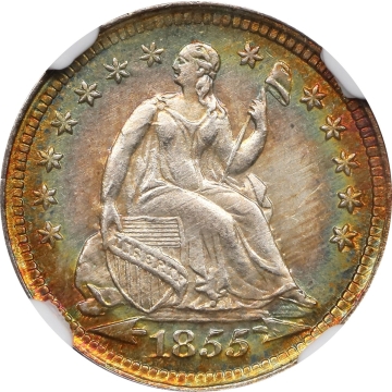 1855 ARROWS Seated Half Dime H10C NGC MS66