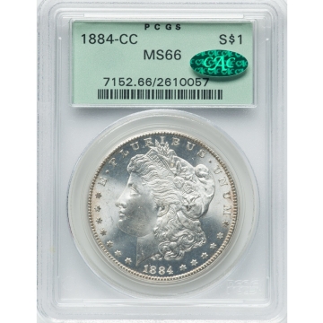 1884-CC $1 VAM-2, Morgan Dollar PCGS MS66 (CAC) OGH