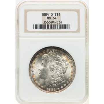 1884-O Morgan Dollar S$1 NGC MS64, Great Tone 