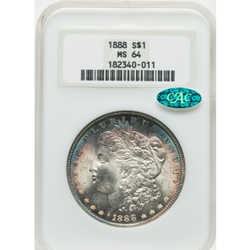 1888 Morgan Dollar S$1 NGC MS64 (CAC) Great coin early holder