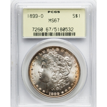 1899-O VAM-11 $1 Morgan Dollar PCGS MS67 Early holder, great tone