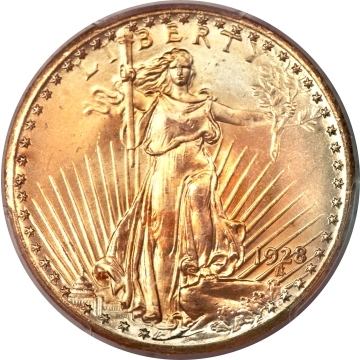 1928 $20 Saint Gaudens PCGS MS67 CMQ. From Bella Collection.