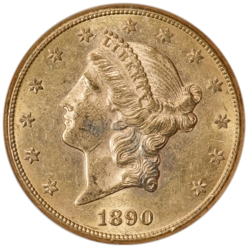 1890-CC Liberty Double Eagle Type 3. Variety 1-A. $20 NGC MS61