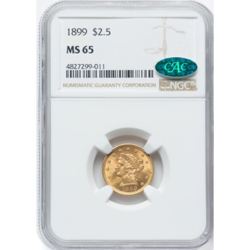 1899 Quarter Eagle $2.50 NGC MS65, (CAC)