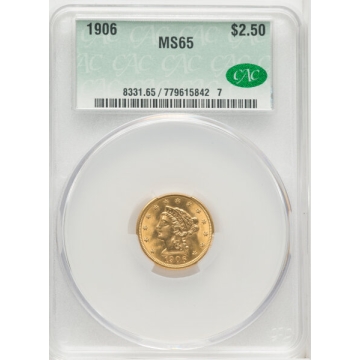 1906 $2.50 Liberty Head Quarter Eagle CACG MS65