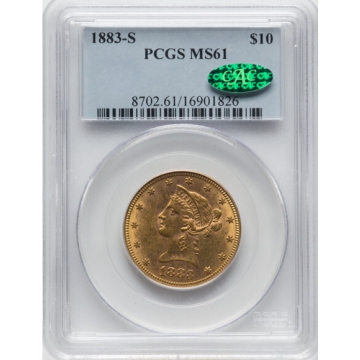 1883-S $10 Liberty Head Eagle PCGS MS61, (CAC) 