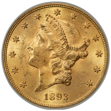 1893-S $20 Liberty Head Double Eagle PCGS MS64 CAC