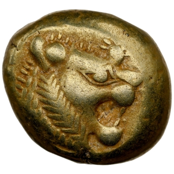 LYDIAN KINGDOM. Alyattes or Walwet (ca. 610-546 BC). EL third-stater or trite (13mm, 4.76 gm). NGC Choice VF 5/5 - 2/5, countermarks. 